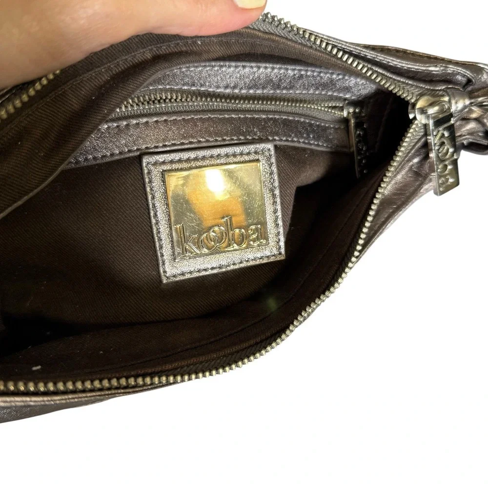 Kooba Silver Lame Metallic  Clutch With‎ Side Bow Y2K